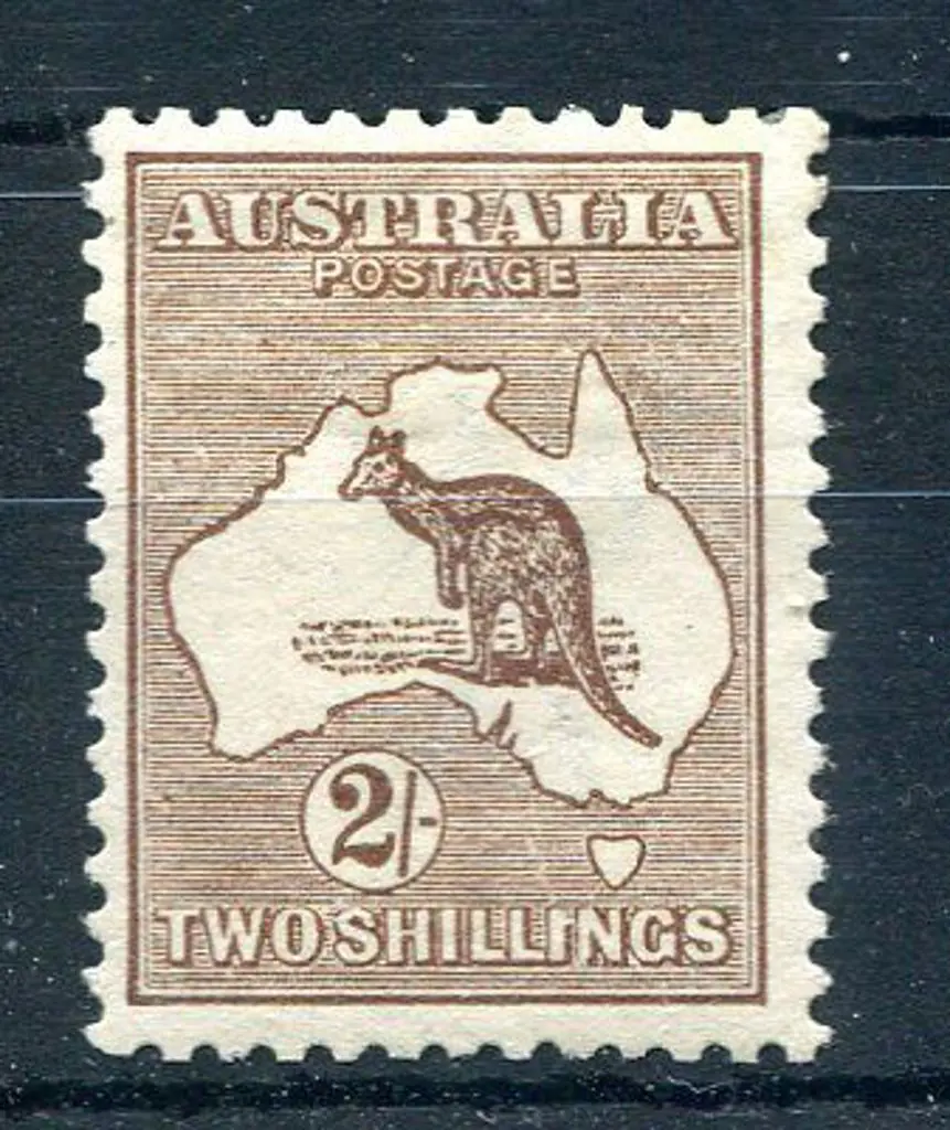 1913 1st Watermark 2/- dark brown. MLH with strong ... Image 1++