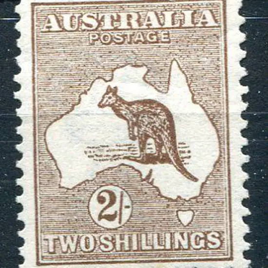 1913 1st Watermark 2/- dark brown. MLH, shortish ...