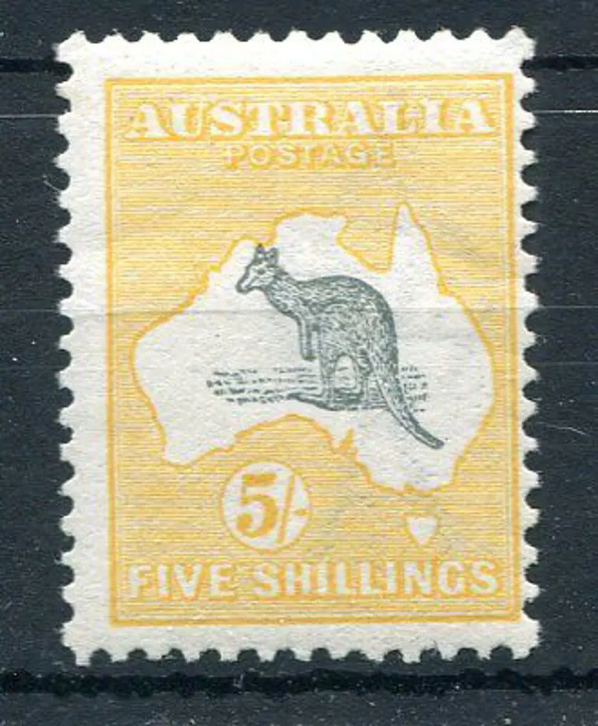 1913 1st Watermark 5/- grey & chrome with "short ... Image 1++