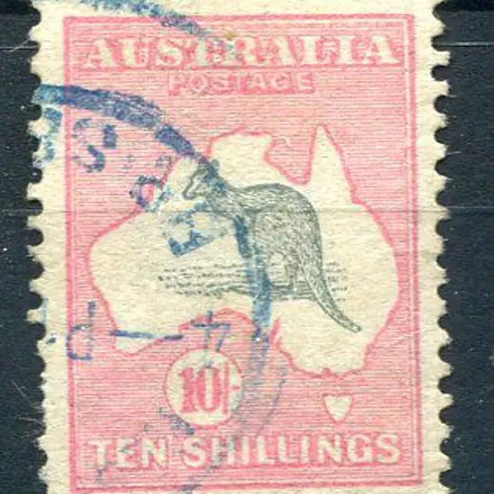 1913 1st Watermark 10/- grey & pink. Useful ...