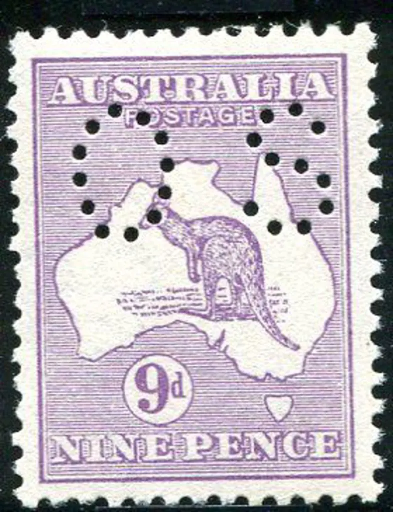 1915 2nd Watermark 9d violet perfined small "OS". ... Image 1++