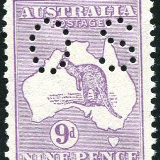 1915 2nd Watermark 9d violet perfined small "OS". ...