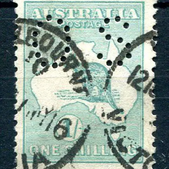 1915 2nd Watermark 1/- green perfined "OS" with ...