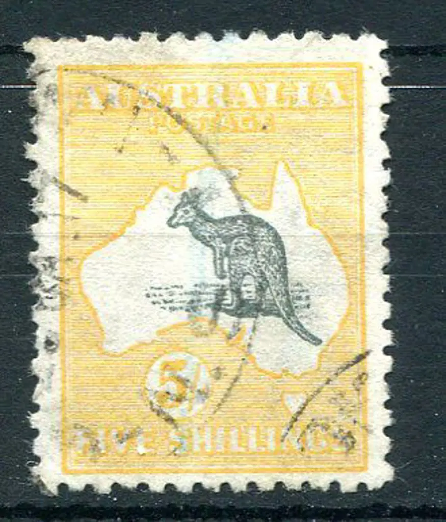 1915 2nd Watermark 5/- deep grey & yellow good to ... Image 1++