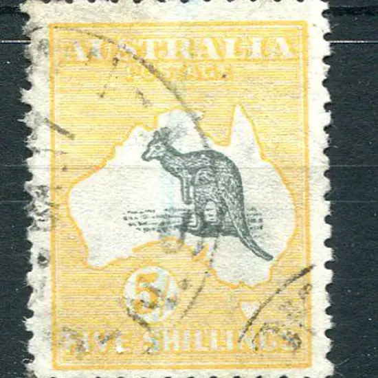 1915 2nd Watermark 5/- deep grey & yellow good to ...