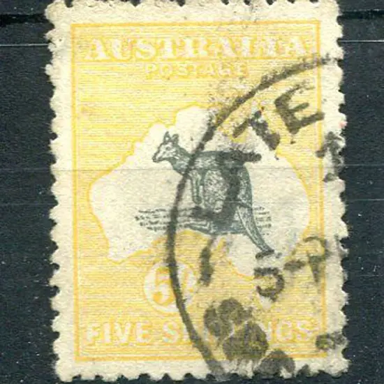 1915 2nd Watermark 5/- deep grey & yellow with ...