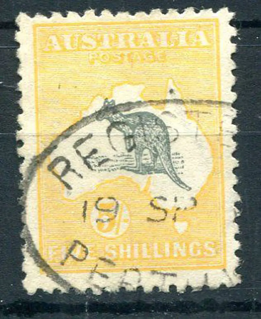 1915 2nd Watermark 5/- deep grey & yellow with ... Image 1++