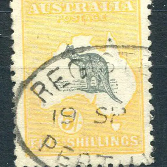 1915 2nd Watermark 5/- deep grey & yellow with ...