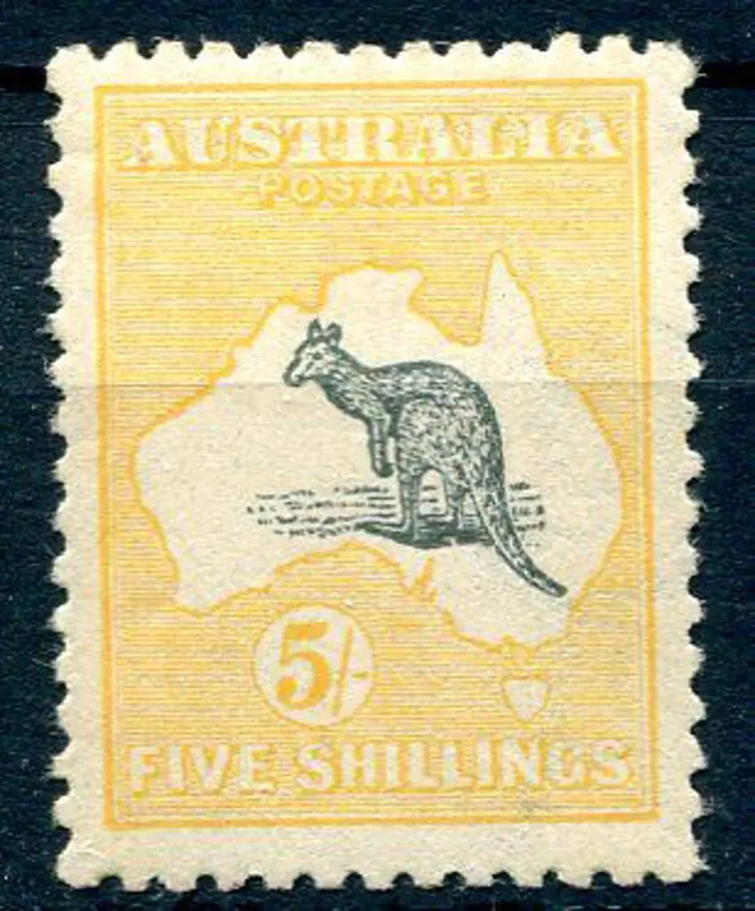 1915 2nd Watermark 5/- deep grey & yellow. MLH in ... Image 1++