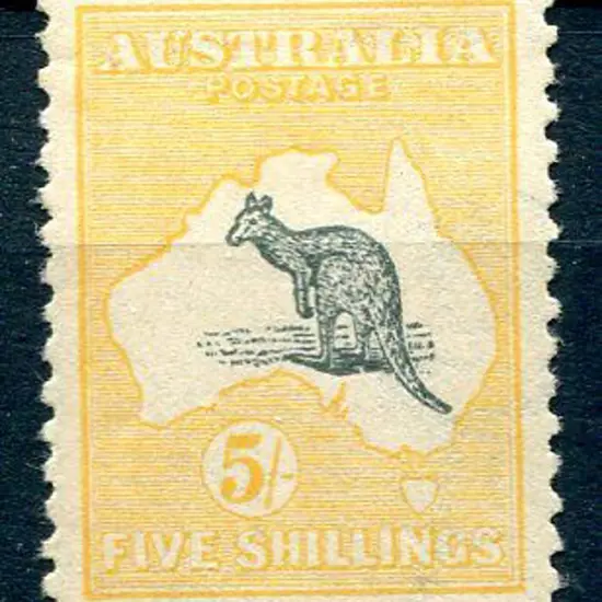 1915 2nd Watermark 5/- deep grey & yellow. MLH in ...