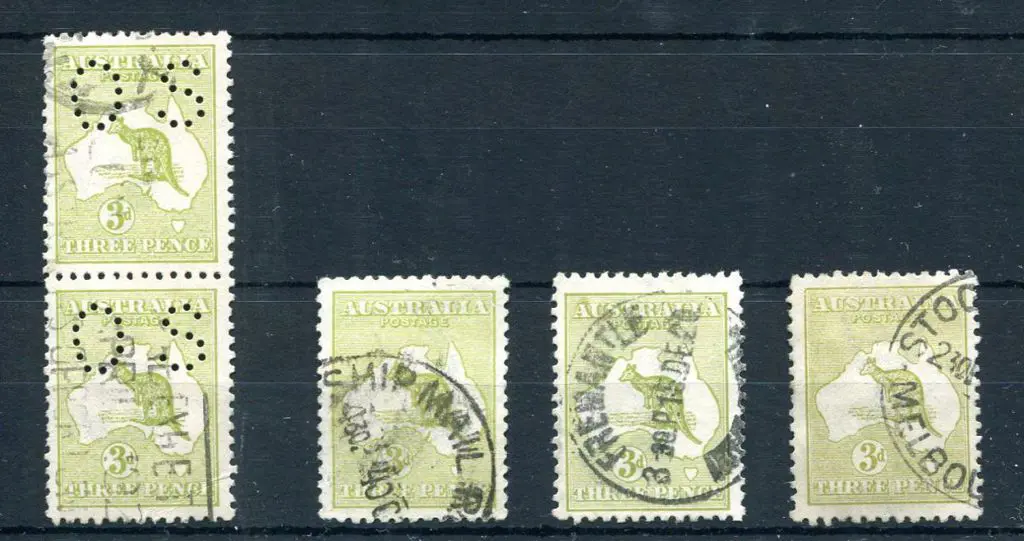 1915/28 3rd Watermark 3d olive vertical perf "OS" ... Image 1++