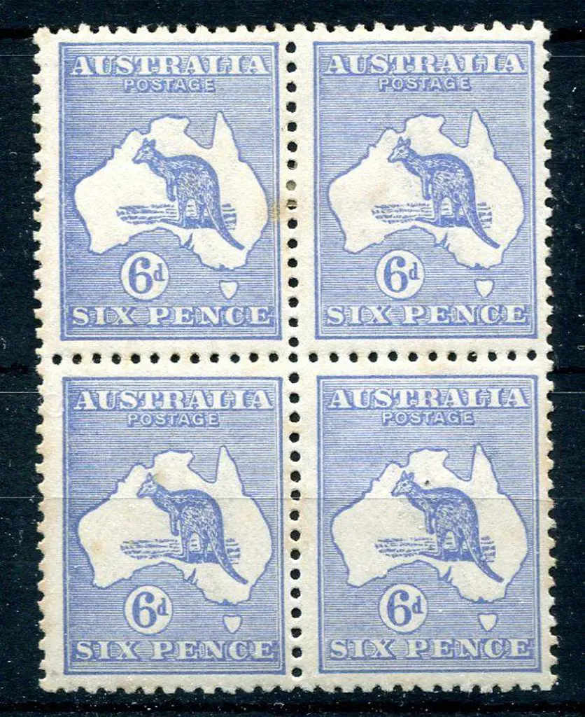 1915/28 3rd Watermark 6d blue, Die IIB block of 4. ... Image 1++