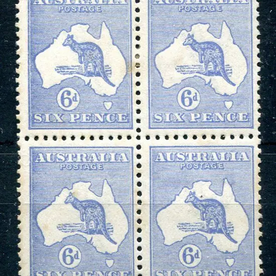 1915/28 3rd Watermark 6d blue, Die IIB block of 4. ...