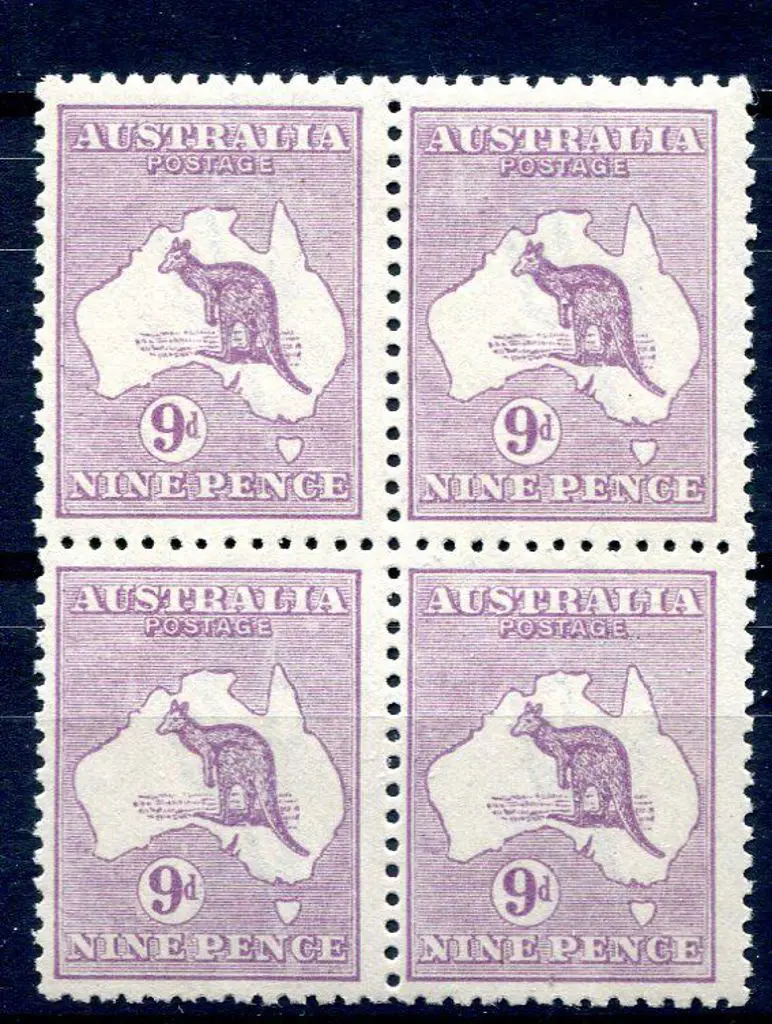 1915/28 3rd Watermark 9d violet Harrison block of ... Image 1++