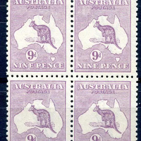 1915/28 3rd Watermark 9d violet Harrison block of ...