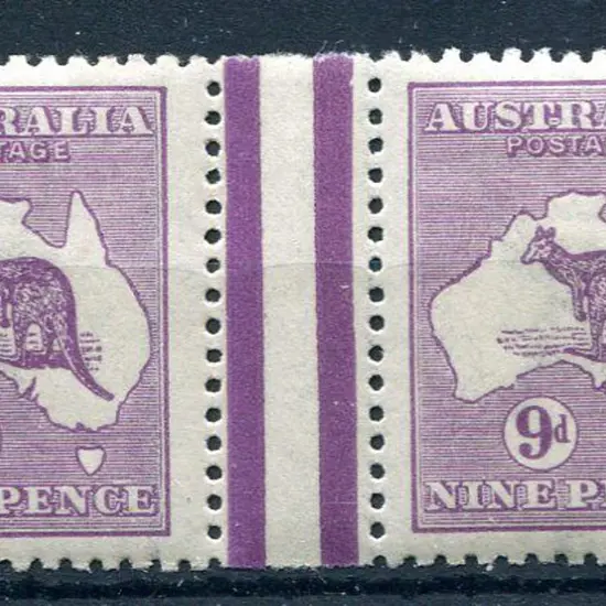 1915/28 3rd Watermark 9d violet, Die IIB in gutter ...