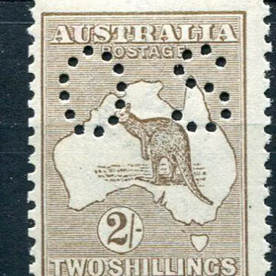 1915/28 3rd Watermark 2/- brown perfined "OS". ...