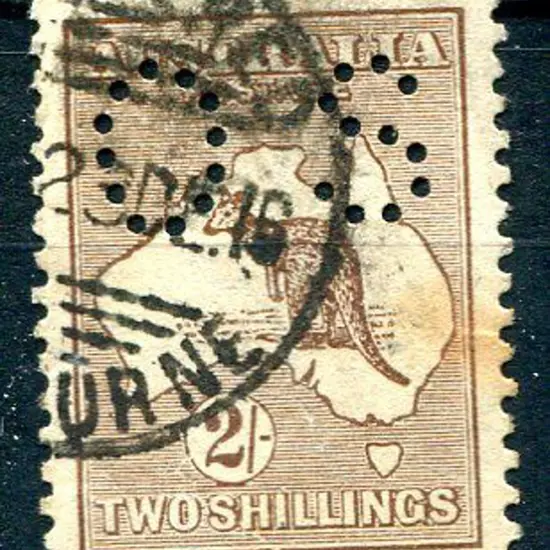 1915/28 3rd Watermark 2/- reddish-brown perfd "OS" ...