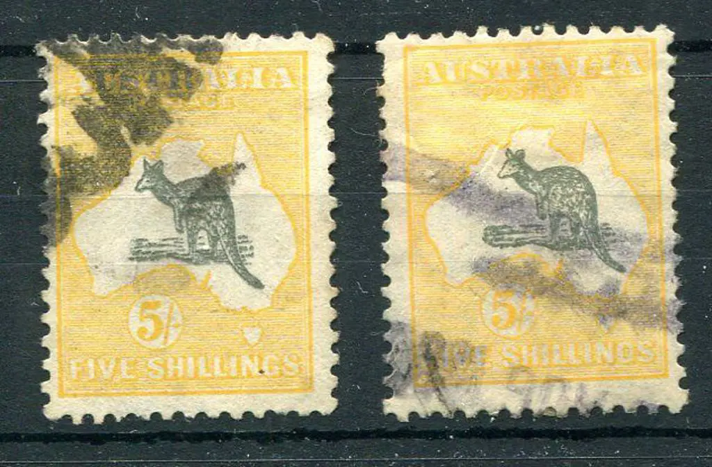 1915/28 3rd Watermark 5/- grey & yellow with "ewe ... Image 1++