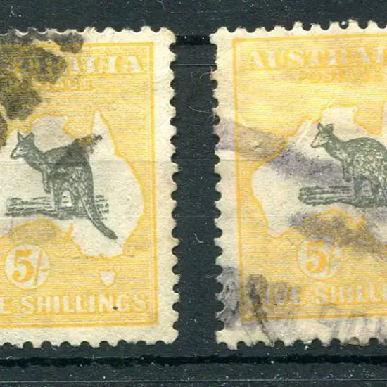 1915/28 3rd Watermark 5/- grey & yellow with "ewe ...
