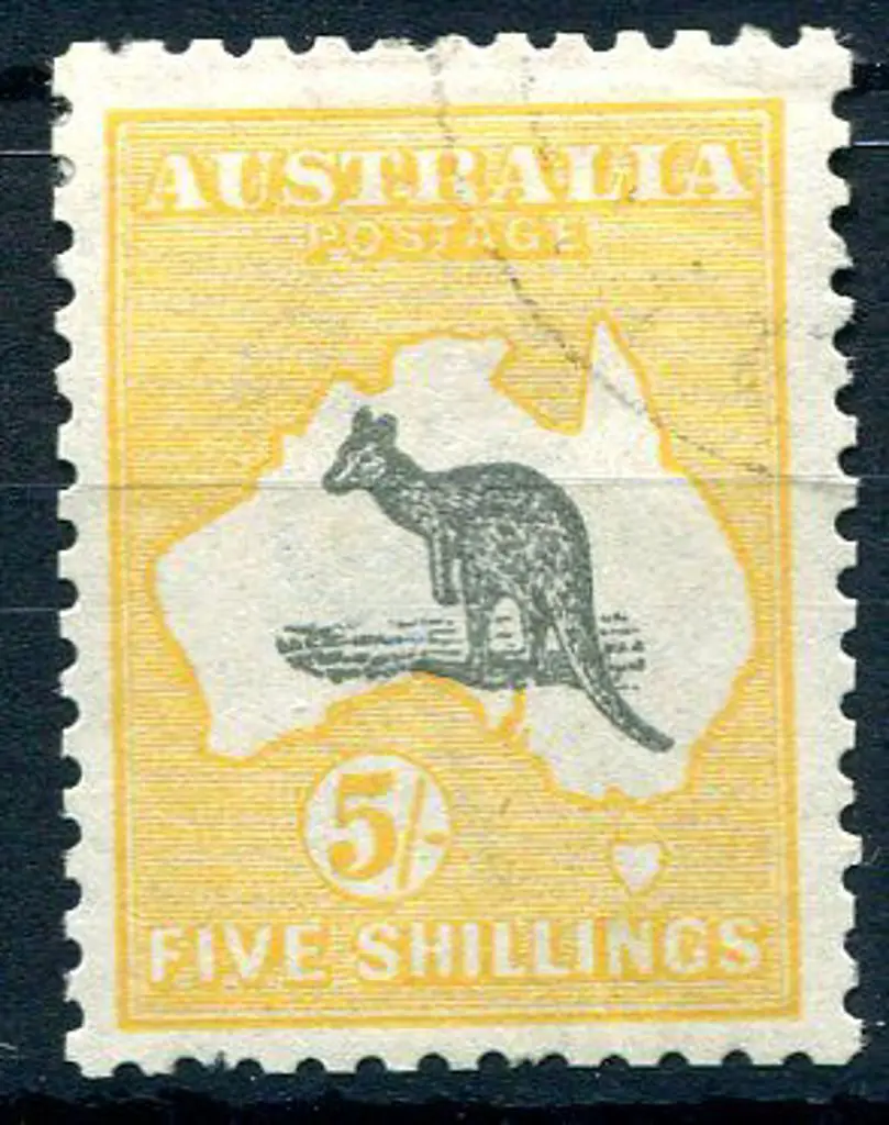1915/28 3rd Watermark 5/- grey & deep yellow. Fine ... Image 1++