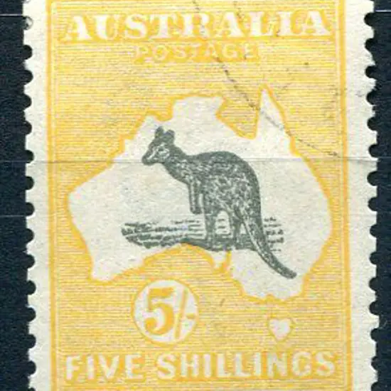 1915/28 3rd Watermark 5/- grey & deep yellow. Fine ...