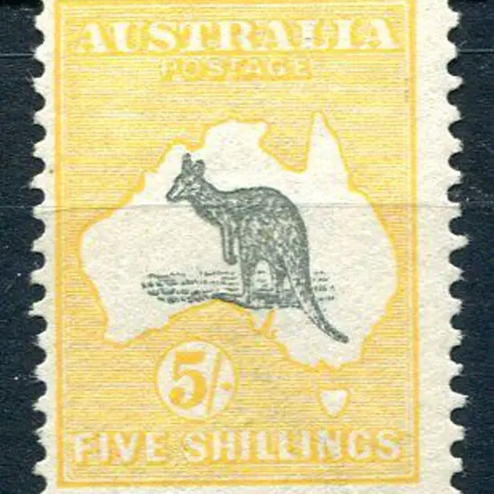1915/28 3rd Watermark 5/- grey & deep yellow. ...