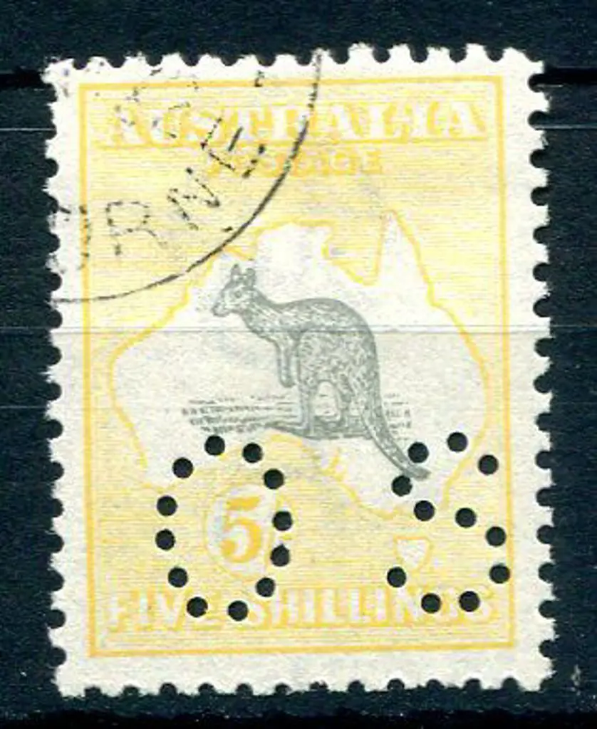 1915/28 3rd Watermark 5/- grey & pale yellow ... Image 1++