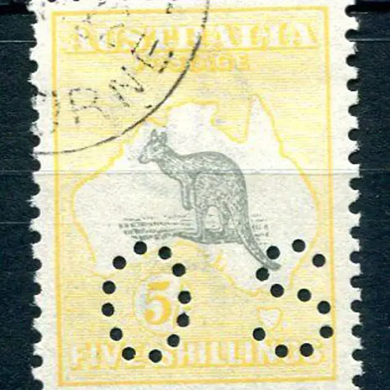 1915/28 3rd Watermark 5/- grey & pale yellow ...