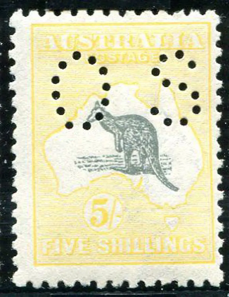1915/28 3rd Watermark 5/- grey & pale yellow ... Image 1++