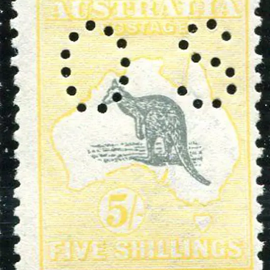 1915/28 3rd Watermark 5/- grey & pale yellow ...