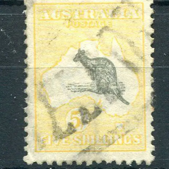 1915/28 3rd Watermark 5/- grey & pale yellow with ...