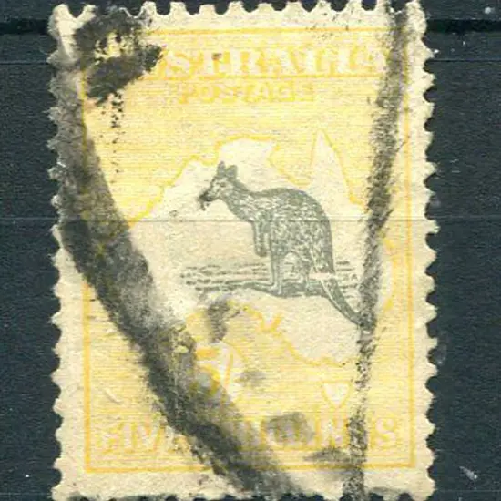 1915/28 3rd Watermark 5/- grey & pale yellow with ...