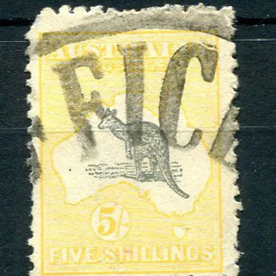1915/28 3rd Watermark 5/- grey & pale yellow with ...