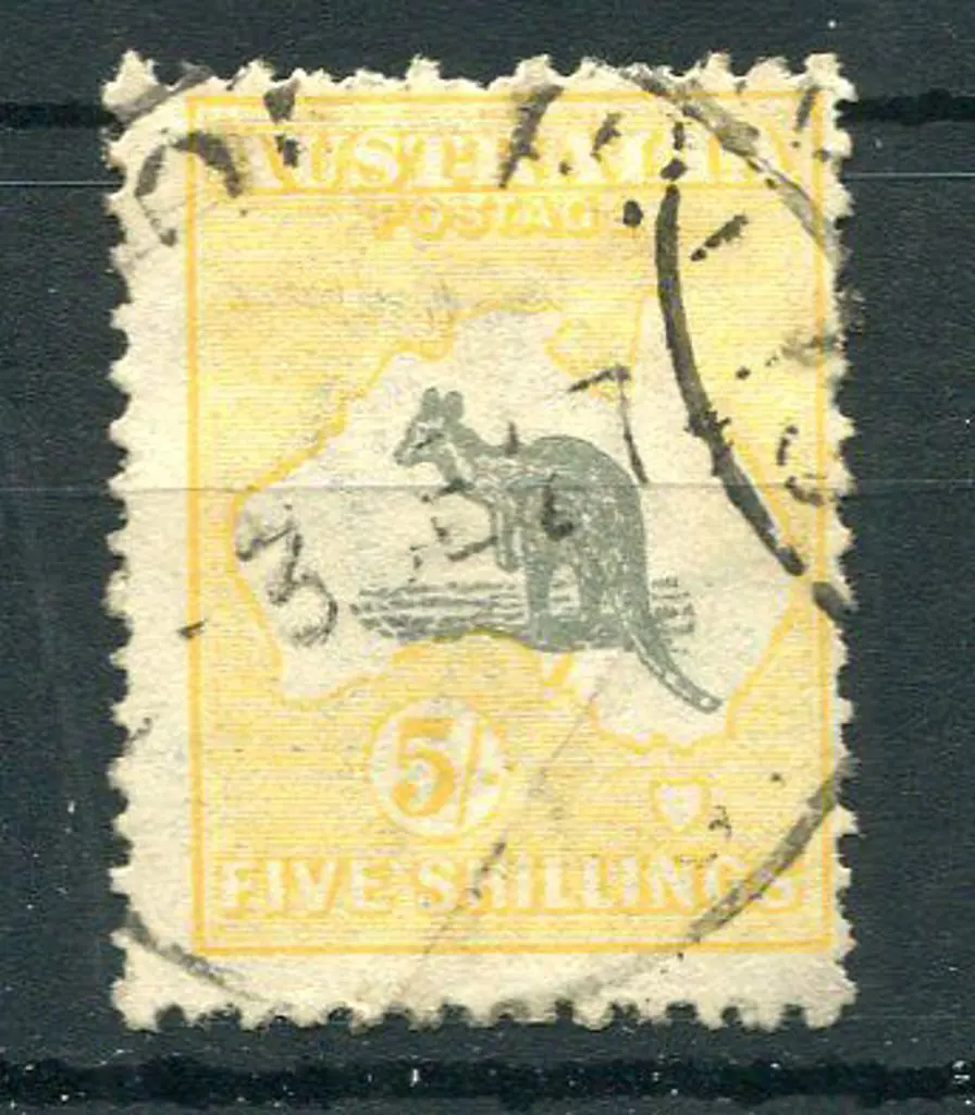 1915/28 3rd Watermark 5/- grey & pale yellow with ... Image 1++