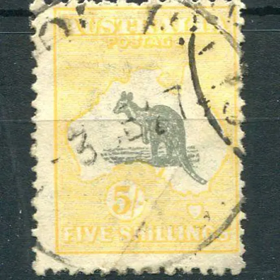 1915/28 3rd Watermark 5/- grey & pale yellow with ...