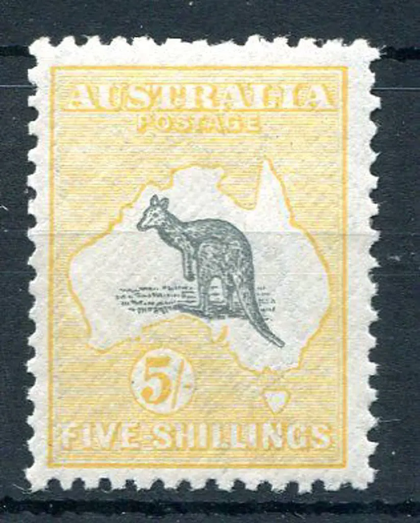 1915/28 3rd Watermark 5/- grey & pale yellow with ... Image 1++