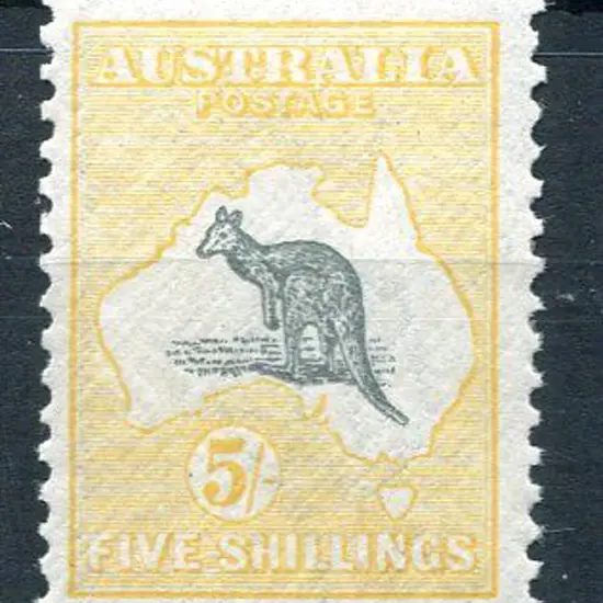 1915/28 3rd Watermark 5/- grey & pale yellow with ...