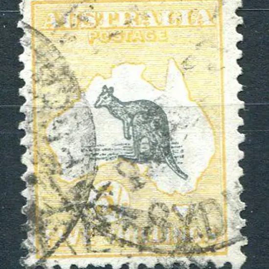 1915/28 3rd Watermark 5/- grey & pale yellow with ...