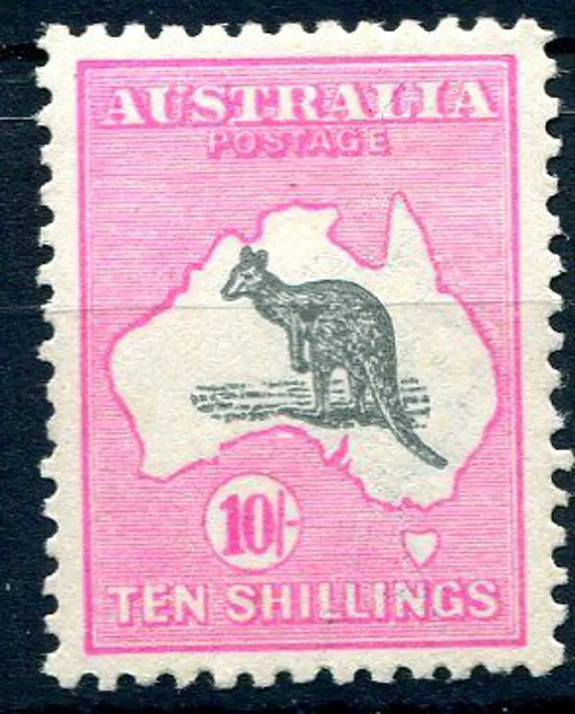 1915/28 3rd Watermark 10/- grey & aniline pink. ... Image 1++