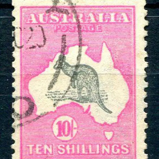 1915/28 3rd Watermark 10/- grey & deep aniline ...