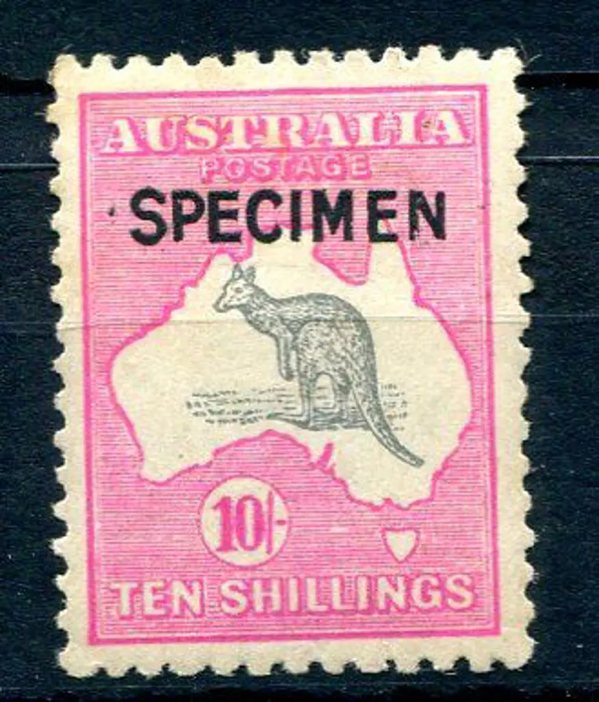 1915/28 3rd Watermark 10/- grey & pink ovptd ... Image 1++