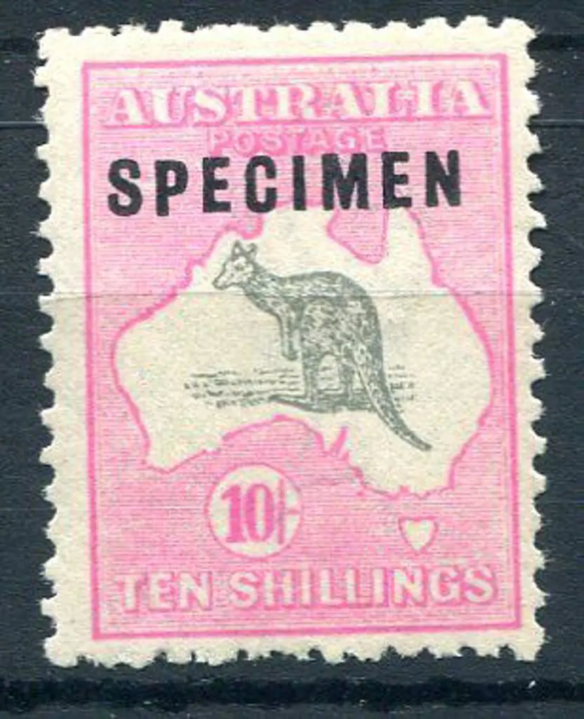 1915/28 3rd Watermark 10/- grey & pink ovptd ... Image 1++