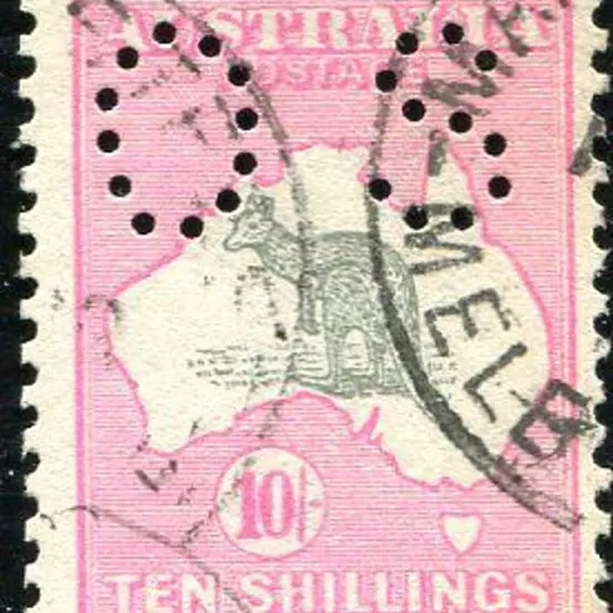 1915/28 3rd Watermark 10/- grey & pink perfined ...