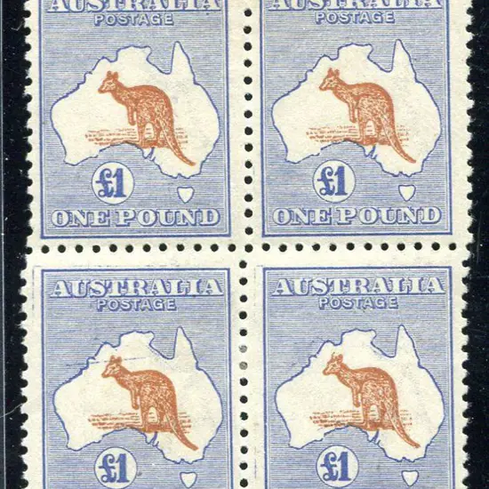 1915/28 3rd Watermark £1 chestnut & blue in block ...