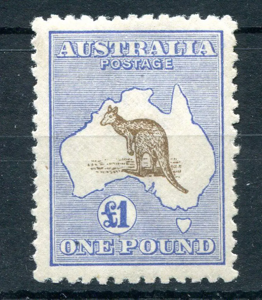 1915/28 3rd Watermark £1 purple-brown & blue. MVLH ... Image 1++