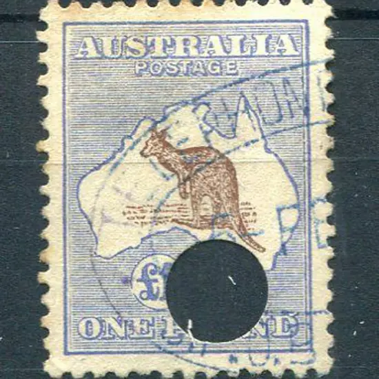 1915/28 3rd Watermark £1 purple-brown & dull blue ...