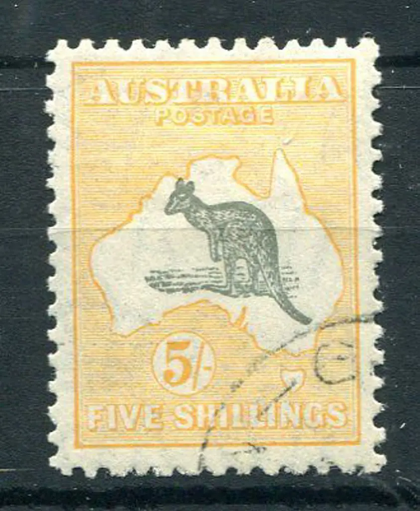 1931-47 CofA Watermark 5/- grey & yellow-orange ... Image 1++