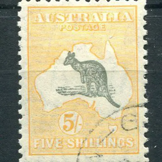 1931-47 CofA Watermark 5/- grey & yellow-orange ...