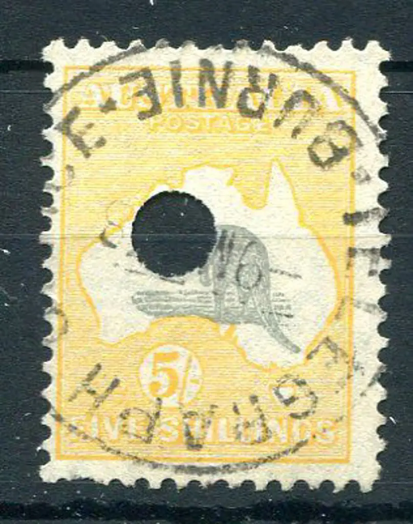 1931-47 CofA Watermark 5/- grey & yellow-orange ... Image 1++